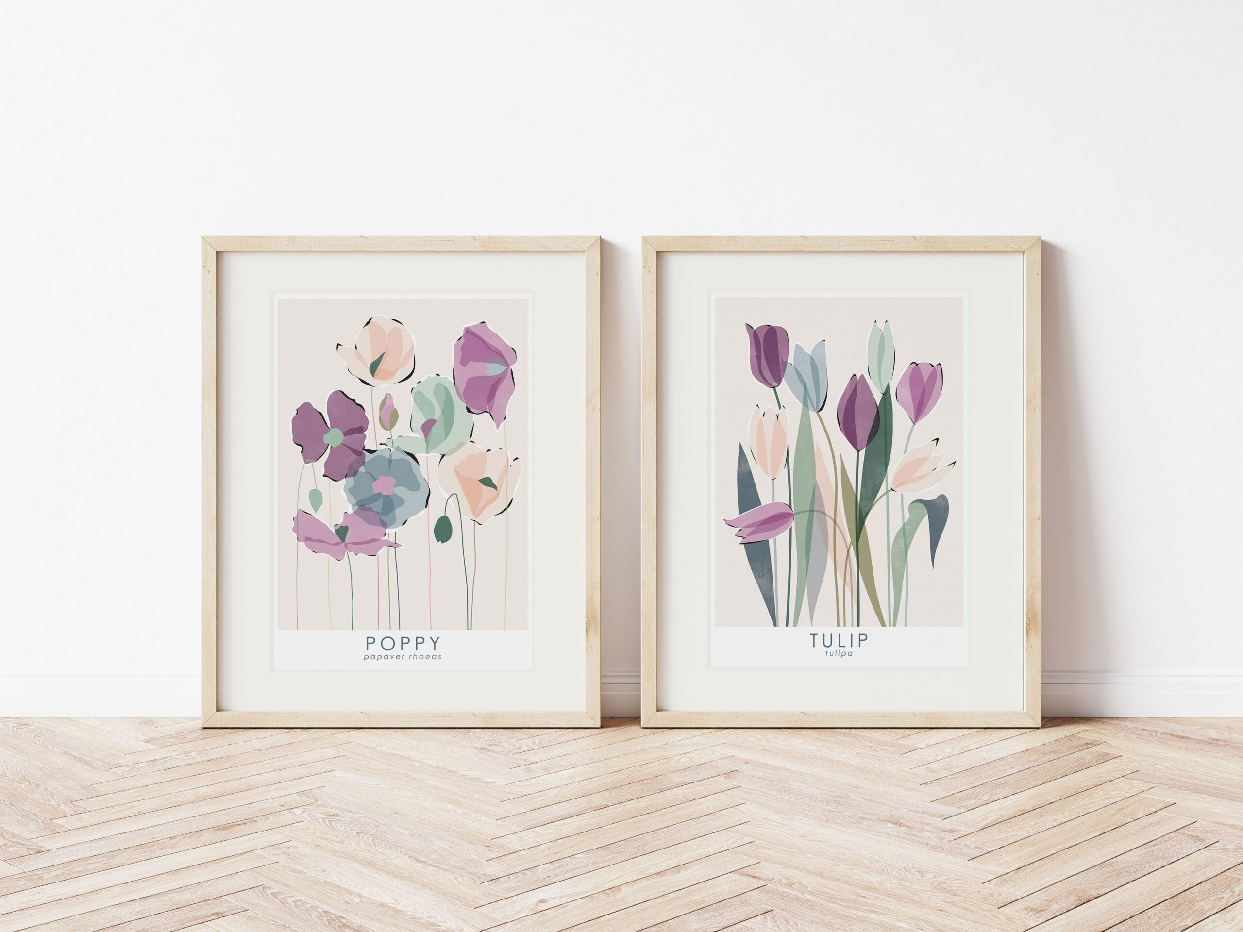 Two art prints digitally printed from my original floral illustrations.