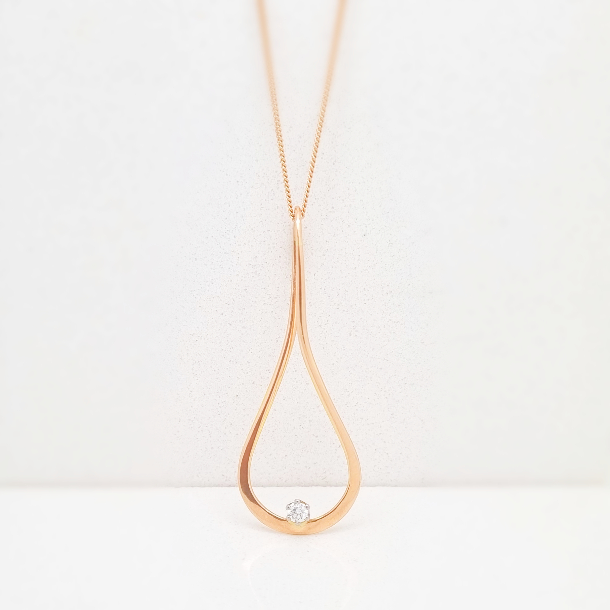 One of a kind 18ct rose gold and diamond pendant handmade for the Special Editions range