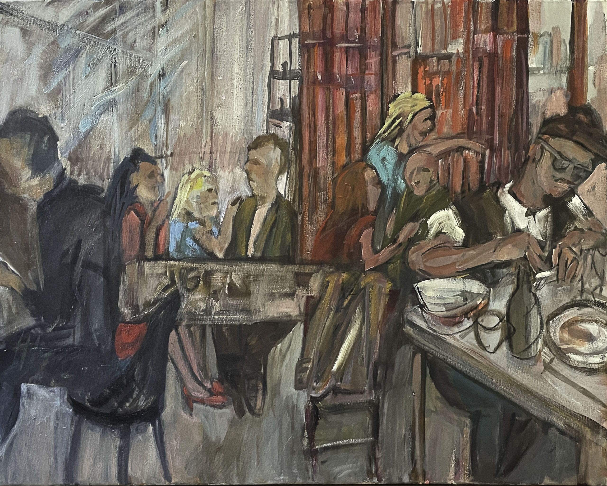 Media: Oil on canvas. Size: 76 cm x 61 cm. Title: Refectory Lunch.