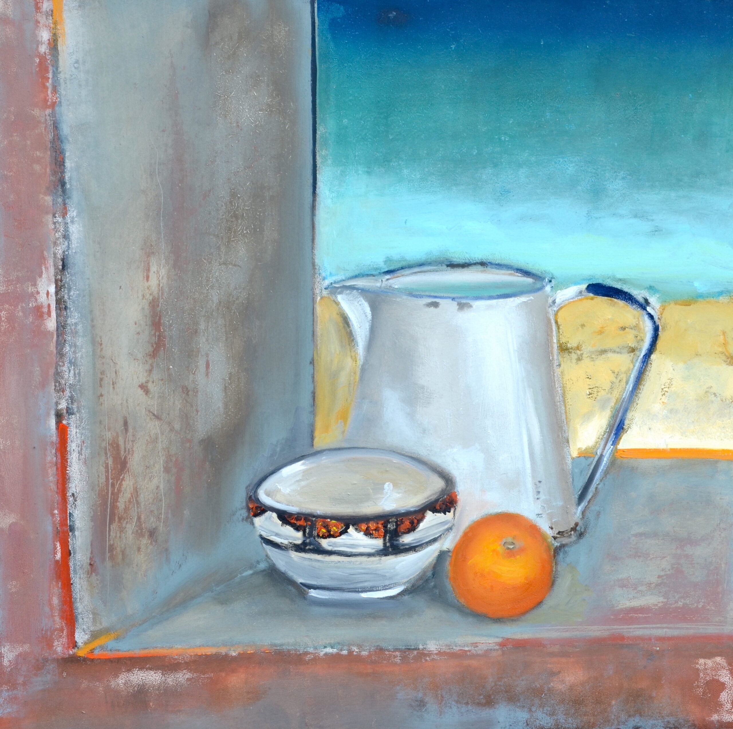 Still life. oil and cold wax. 60cm x60cm